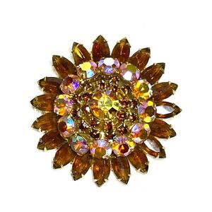 Brooch Root Beer Topaz Gold Vtg Estate Fashion Jewelry Vintage N19